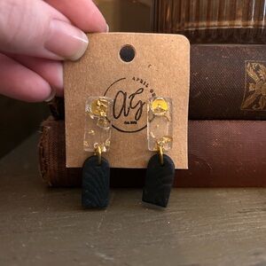 Handmade Black and Gold Dangle Earrings